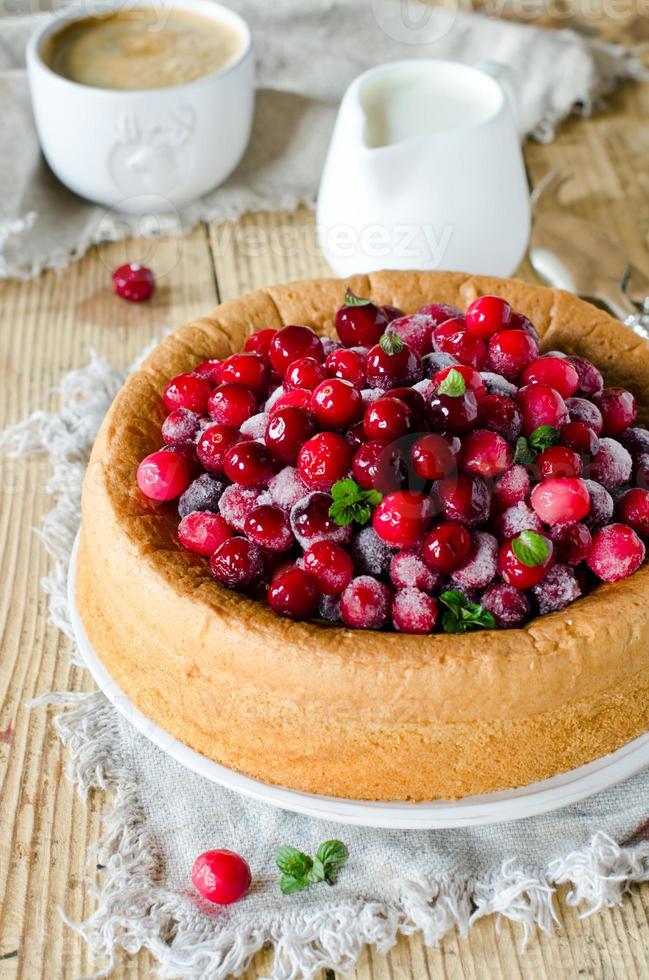 Sponge cake with cranberries photo