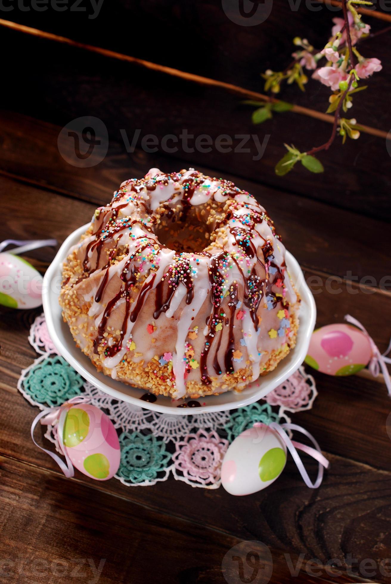 easter ring cake with icing and colorful sprinkles 1010640 Stock Photo ...