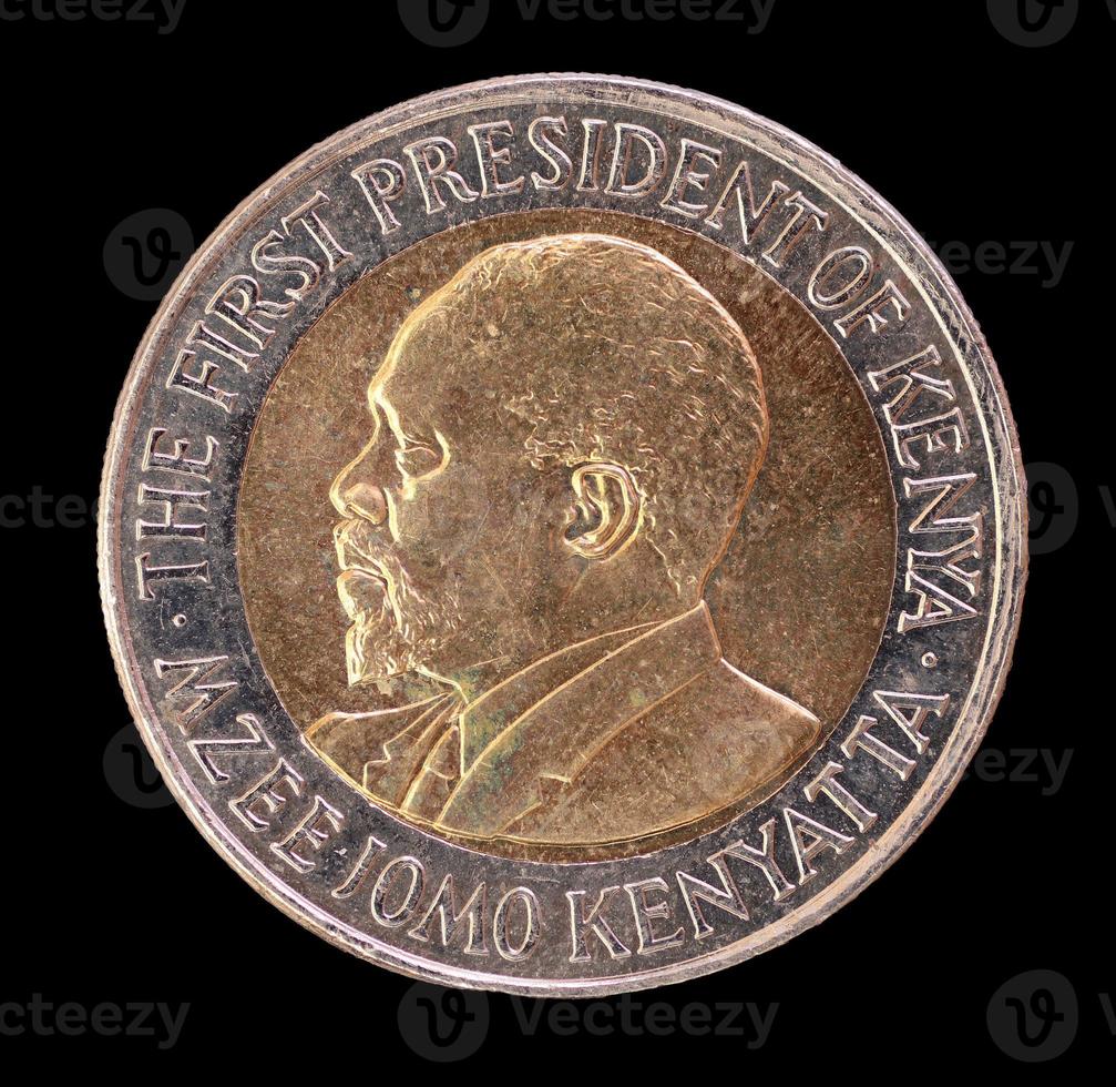 la moneda de 20 chelines que representa al primer presidente de kenia foto