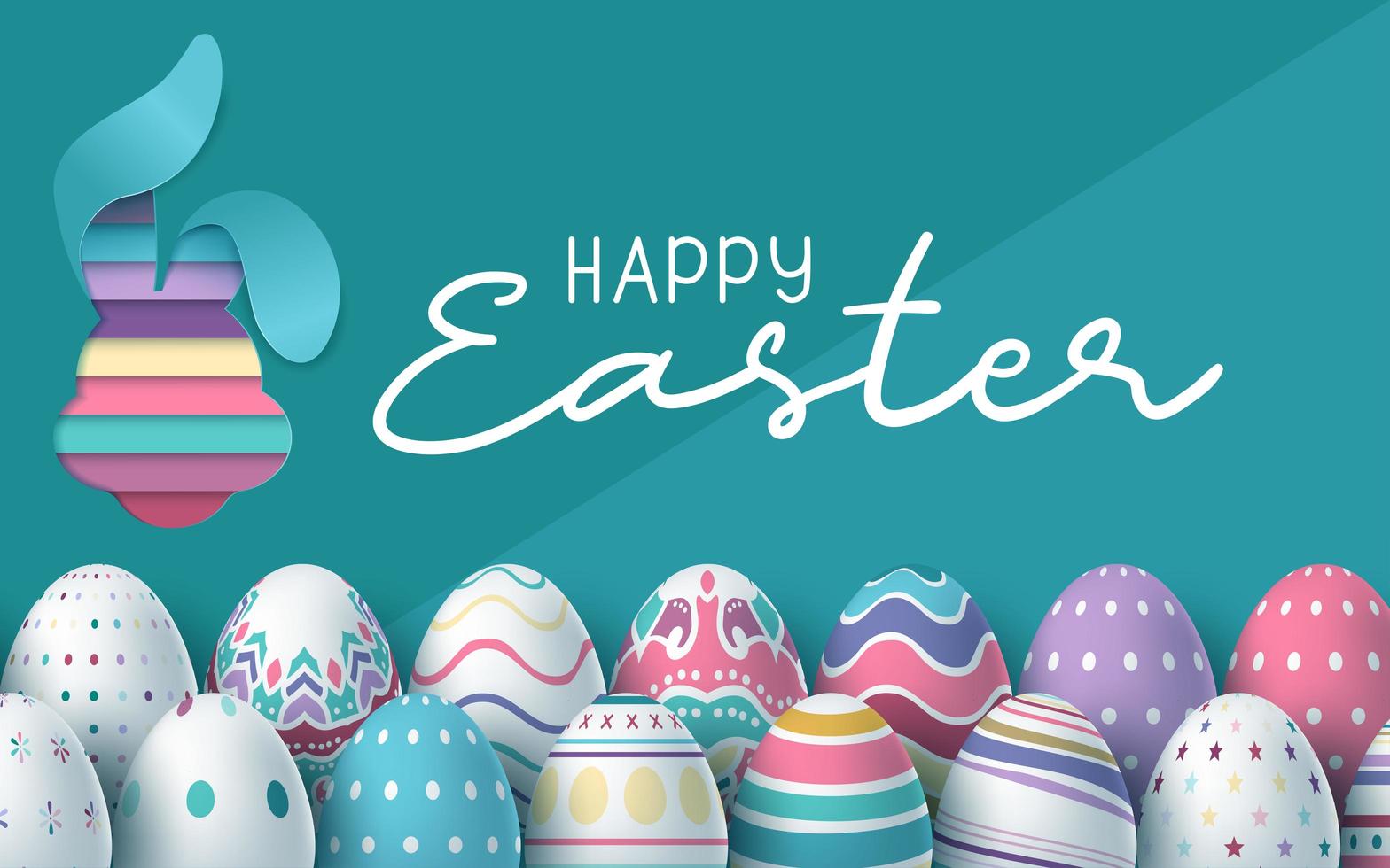 Easter card with colorful eggs background vector