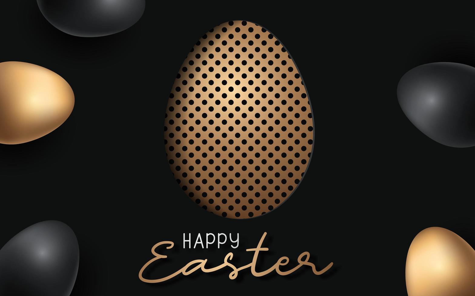 Happy Easter background with realistic Easter egg with dot design vector