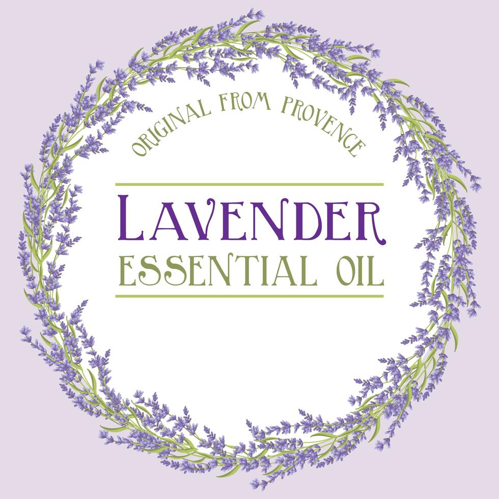 Lavender Wreath Essential Oil Label vector