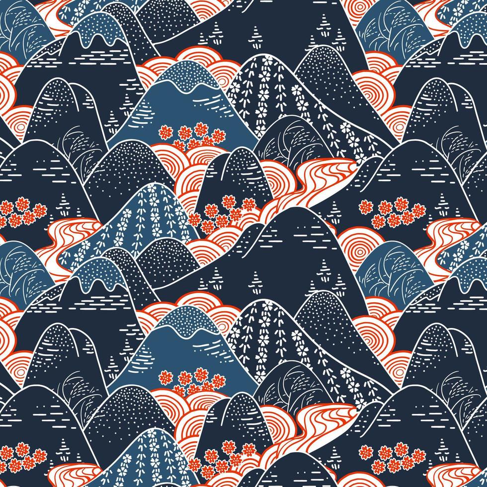 Oriental Mountains Pattern vector