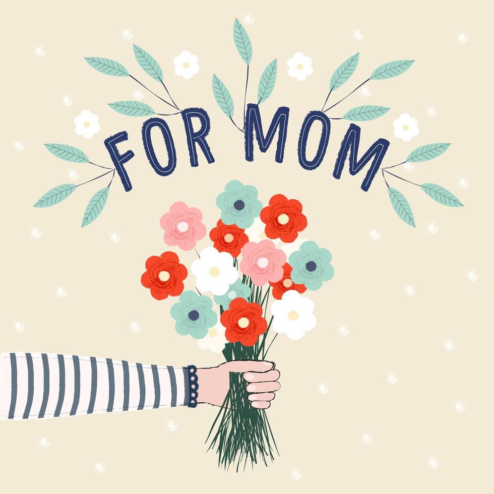 Hand Drawn Mothers Day Bouquet Design  vector