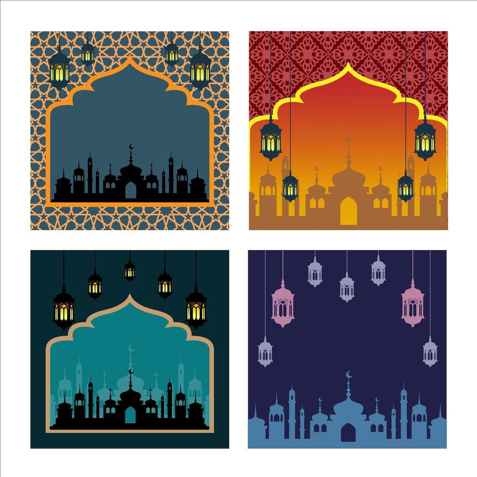 conjunto de carteles de ramadan de varios colores vector