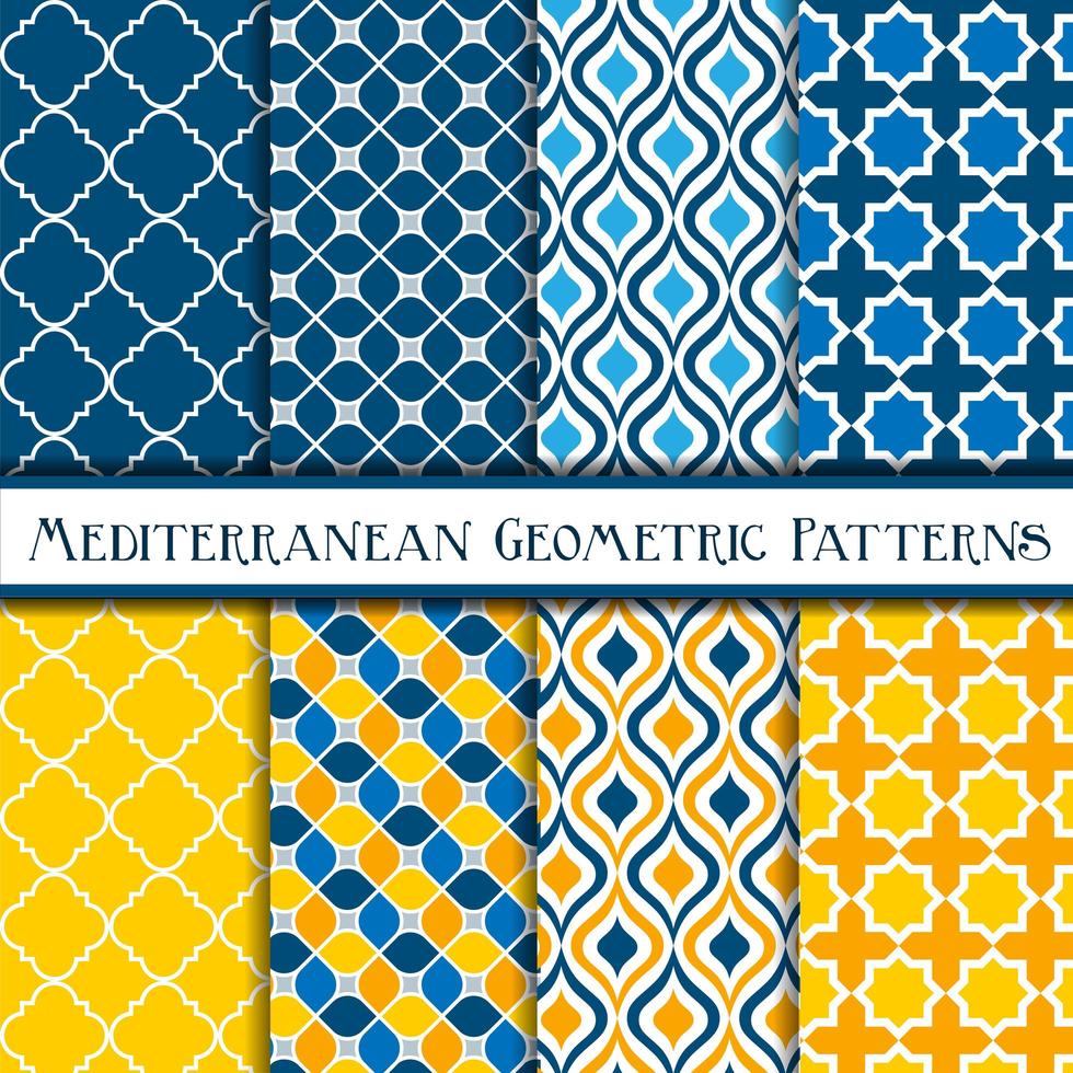 Collection of Mediterranean Geometric Patterns vector