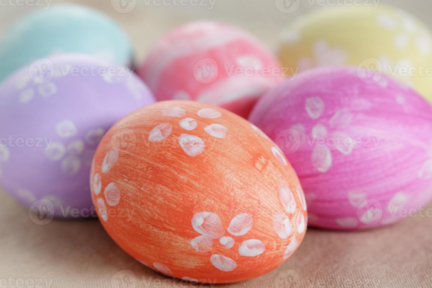 easter eggs with flowers, handmade painted eggs photo