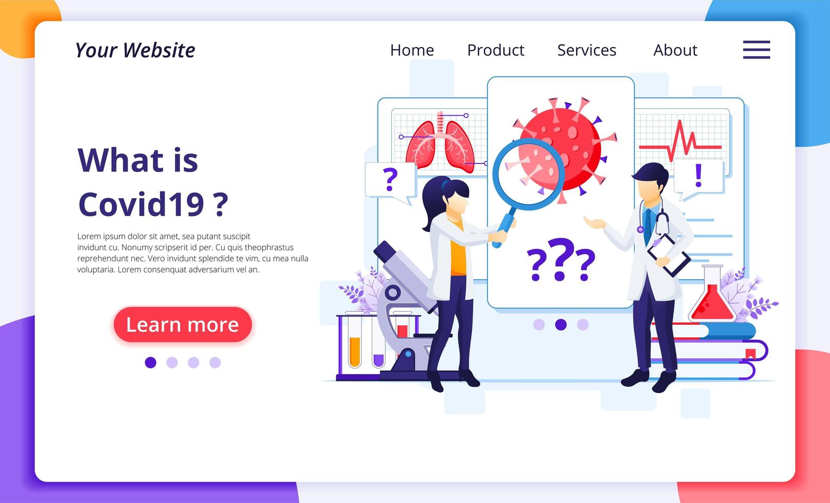Scientists in research laboratory landing page vector
