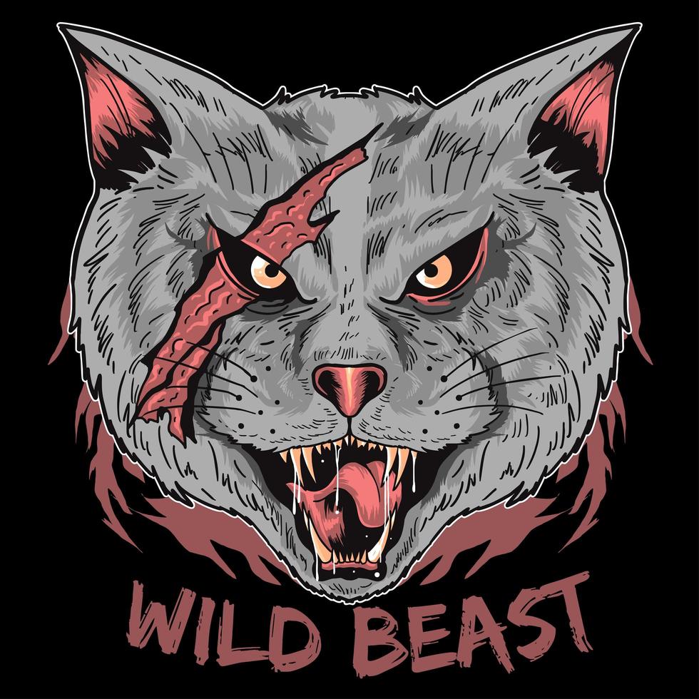 Scary Cat Wild Beast Design  vector