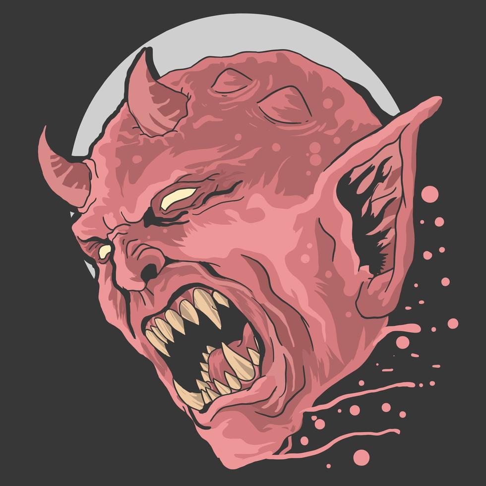 diseño de grito de cabeza de diablo vector