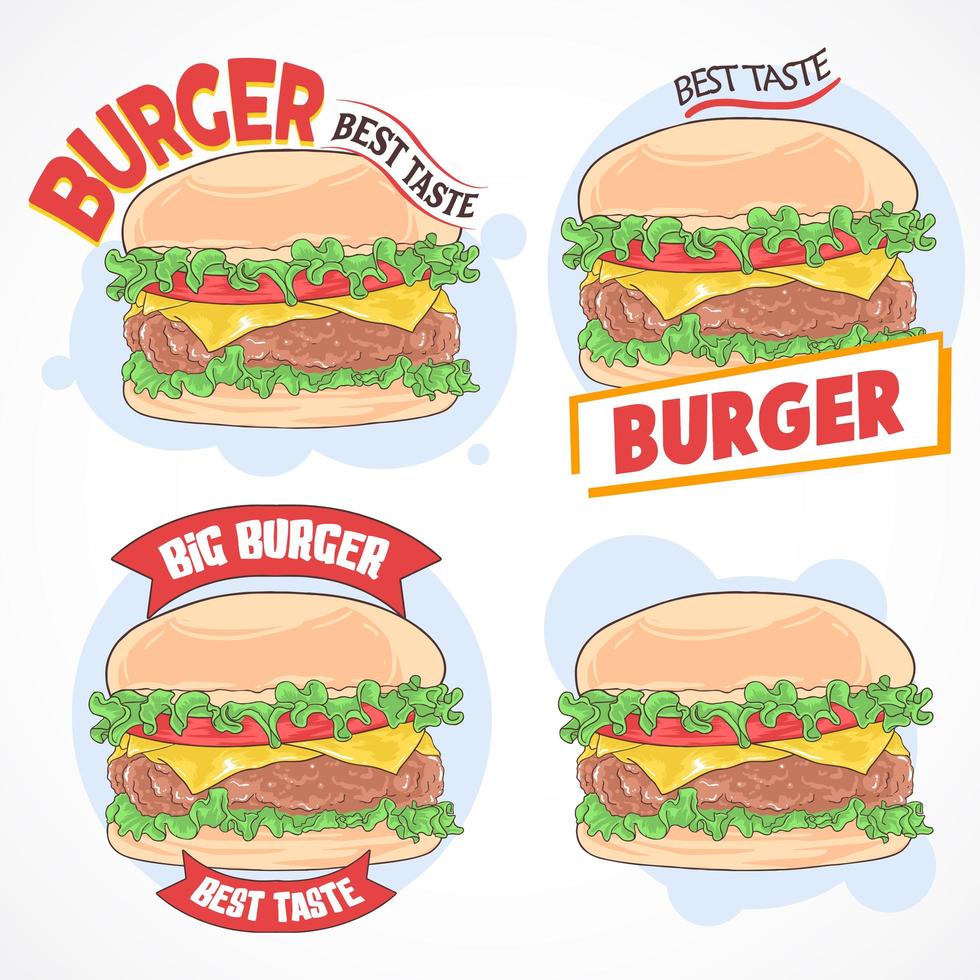 conjunto de diseño de hamburguesa vector