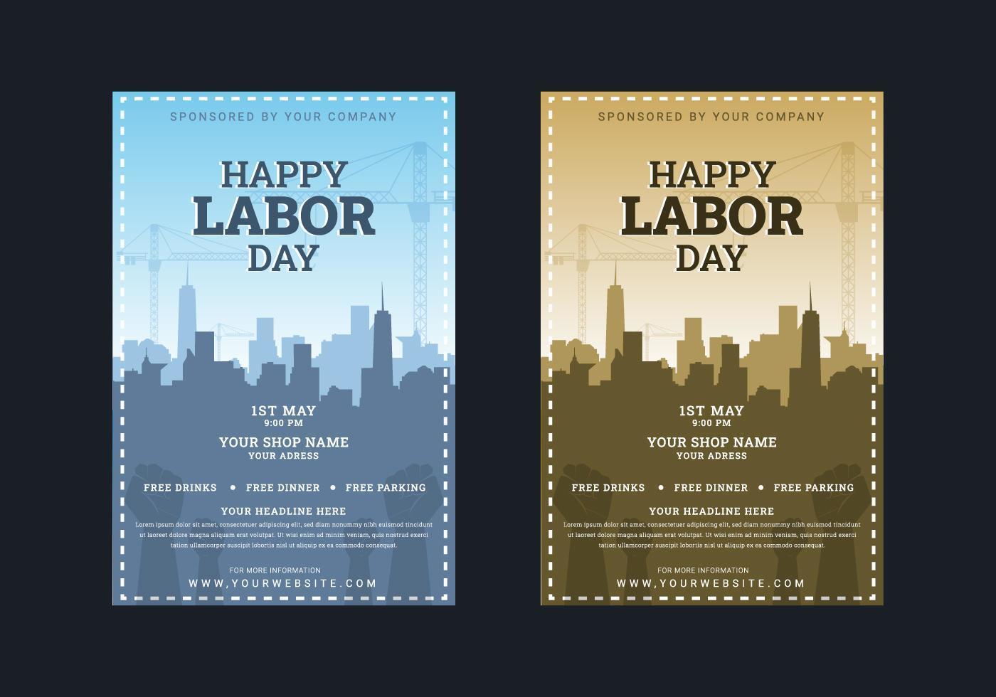 Labor Day Poster with Buildings and Raised Hands vector