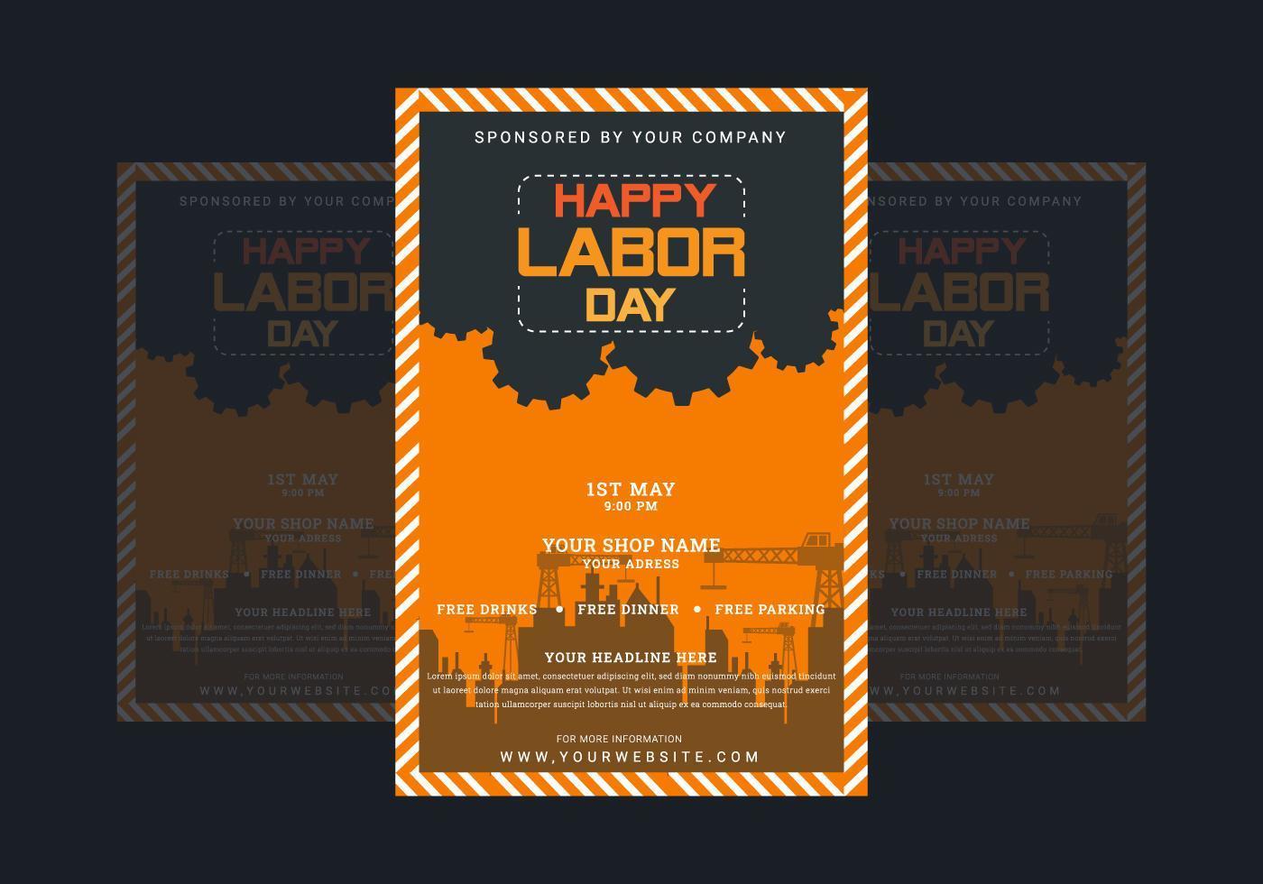 Labor Day Poster with Factory Silhouette vector