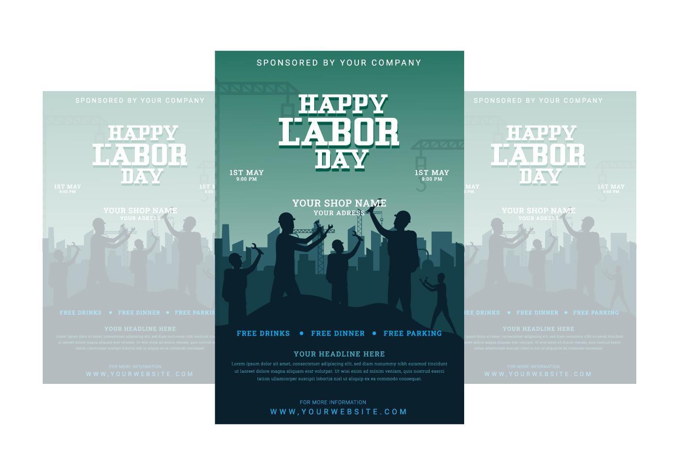 Happy Labor Day Poster with Workers Cheering Together vector