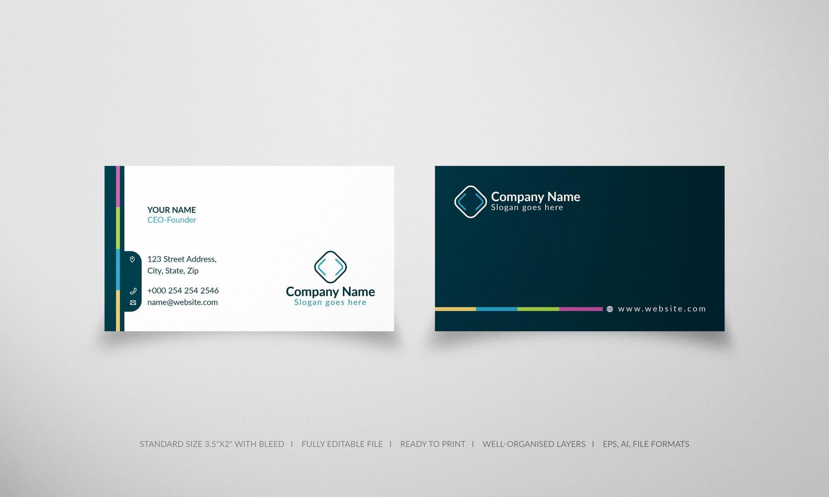 Simple clean multi-shade business card vector