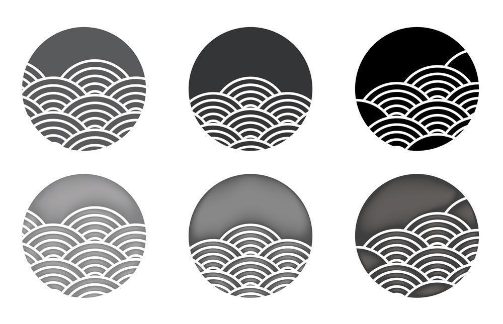 Water wave circle set vector