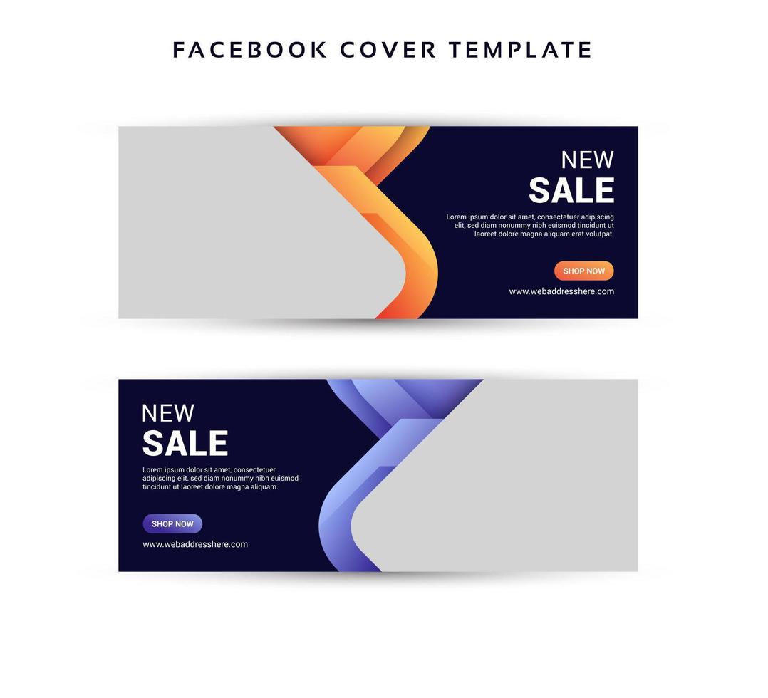 Social media sale banner with rounded overlapping shapes vector