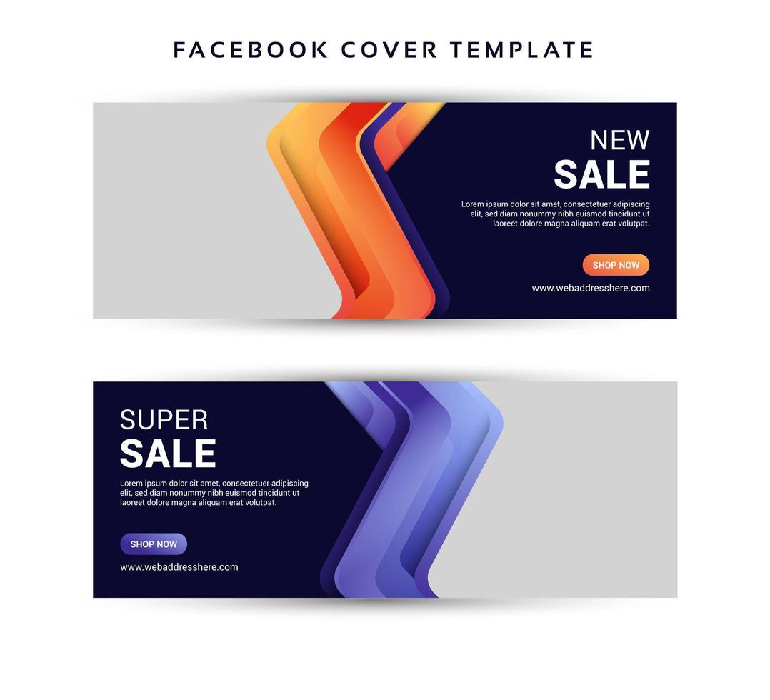 Social media sale banner with gradient angled shapes vector