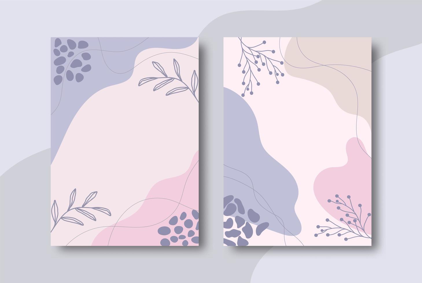Pastel color organic shape cover set vector