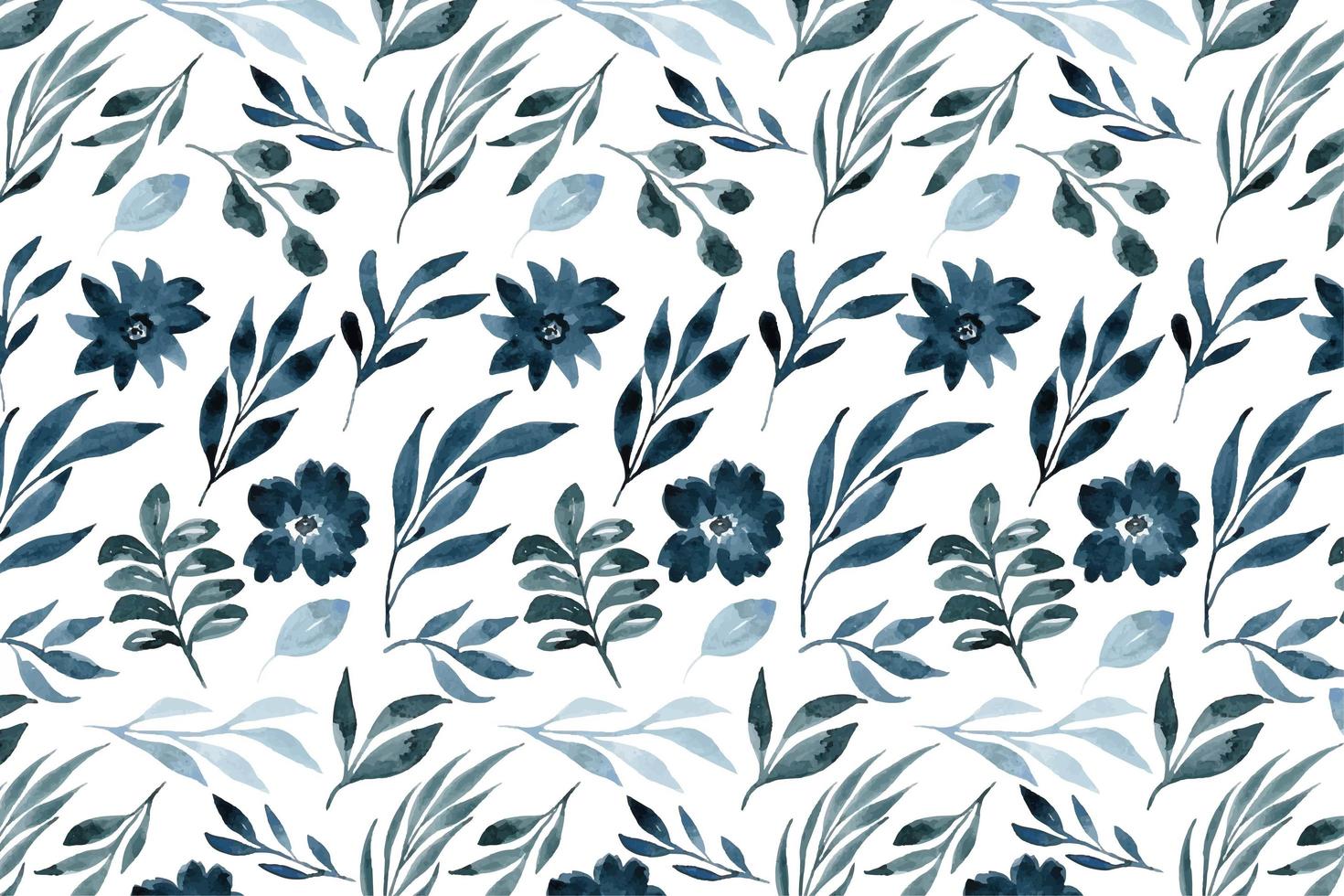 Flowers and leaves pattern in watercolor style vector