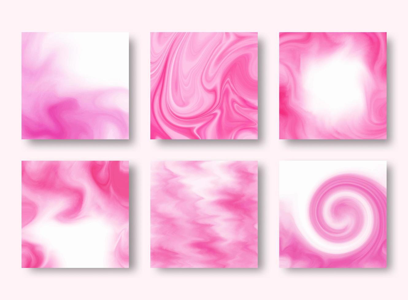 Pink marble watercolor texture card set vector