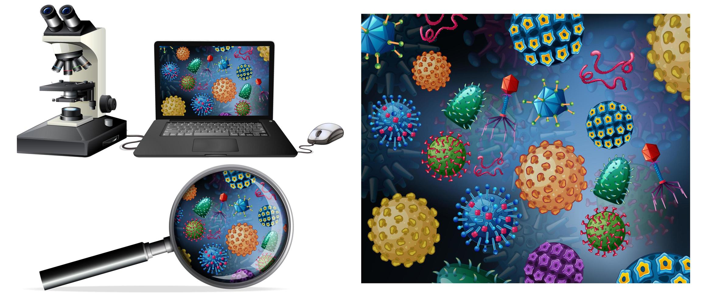 Close-up of Viruses on Computer Screen vector