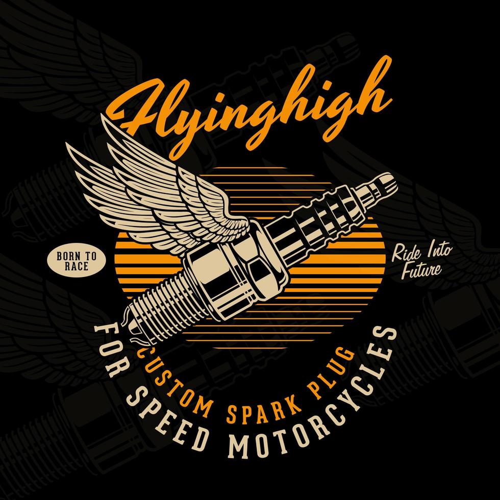 Motorcycle spark plug with wings vector