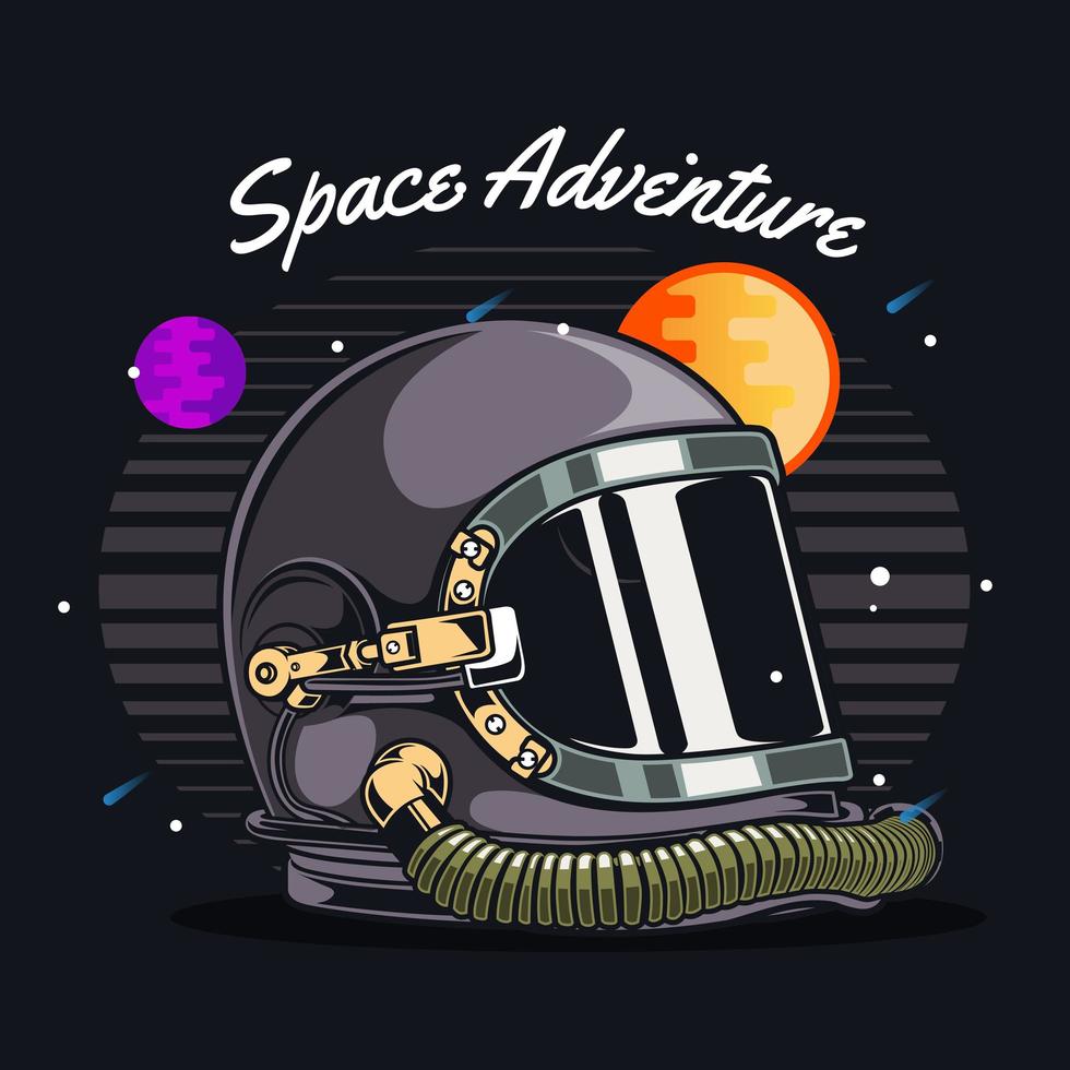 Astronaut helmet in front of space scene vector