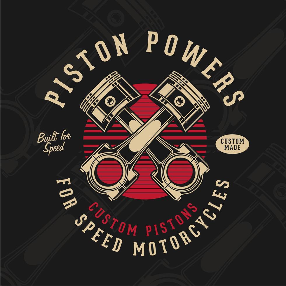 emblema de pistones de motocicleta vintage vector