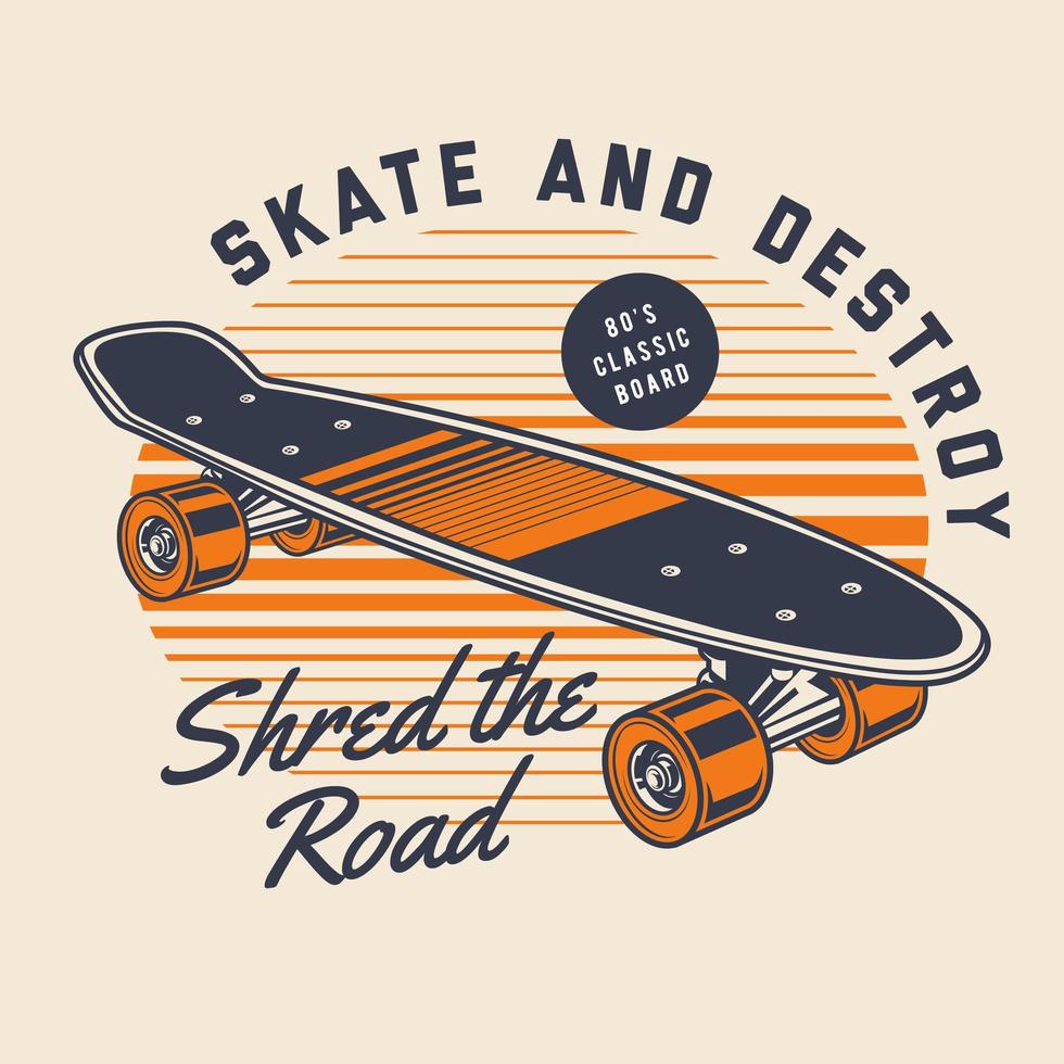 80's classic skateboard vector