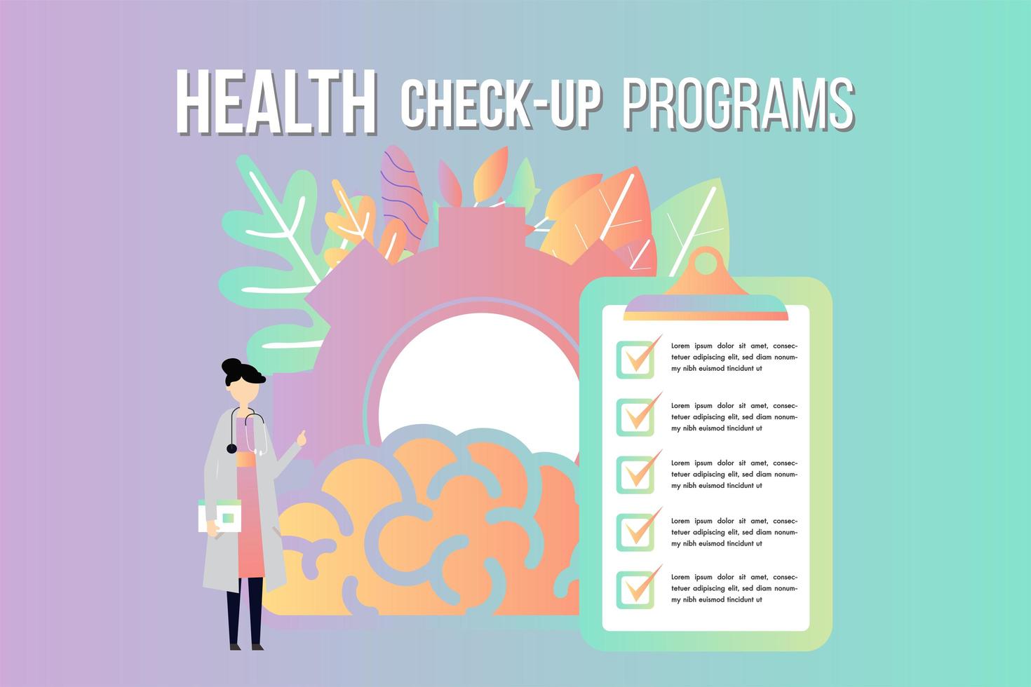 Health Check Up Checklist Medical Services Design vector