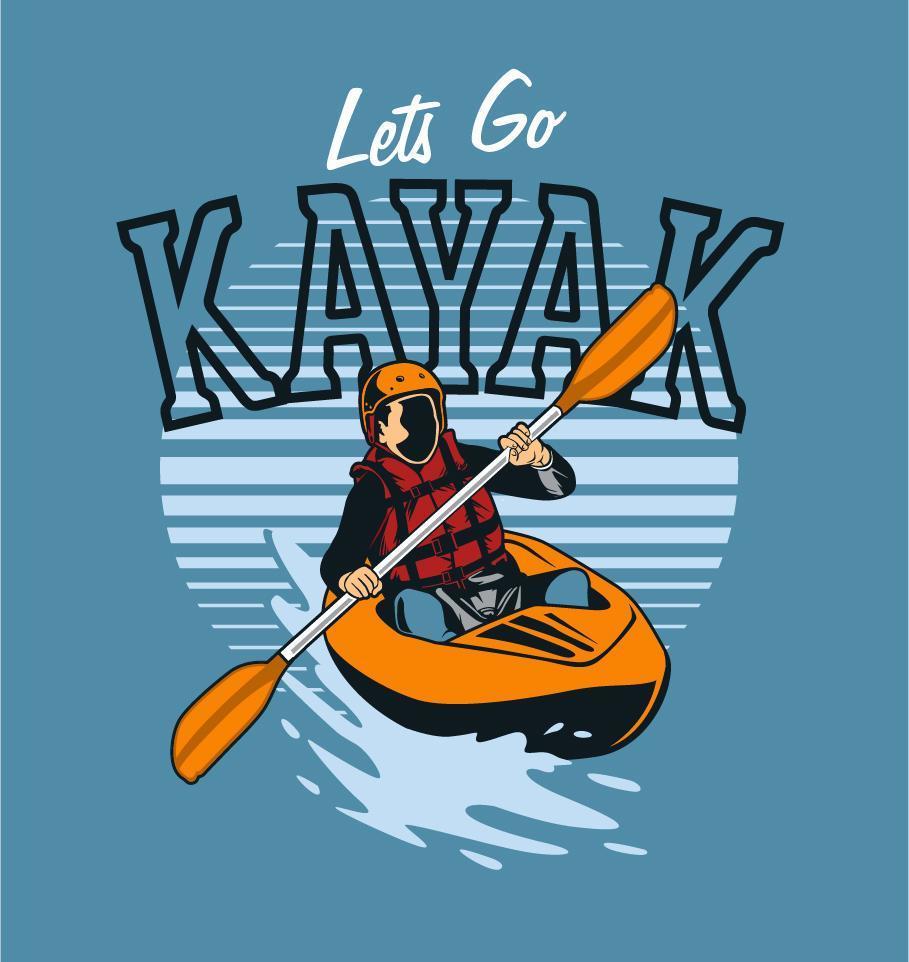 Kayaker paddling in the river vector