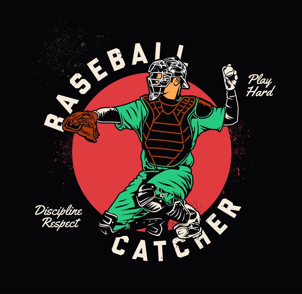 Baseball catcher throwing ball vector