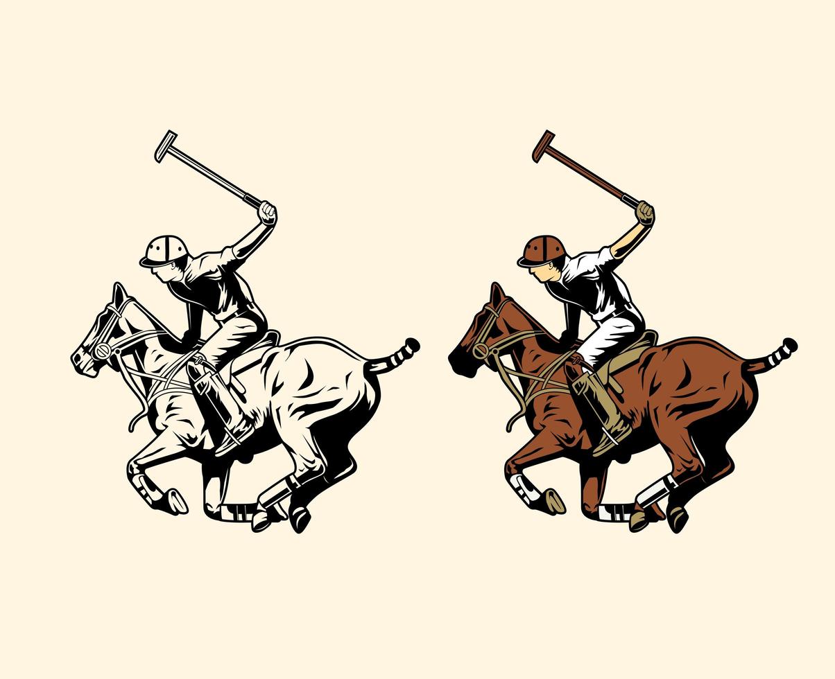 Polo player swinging mallet vector