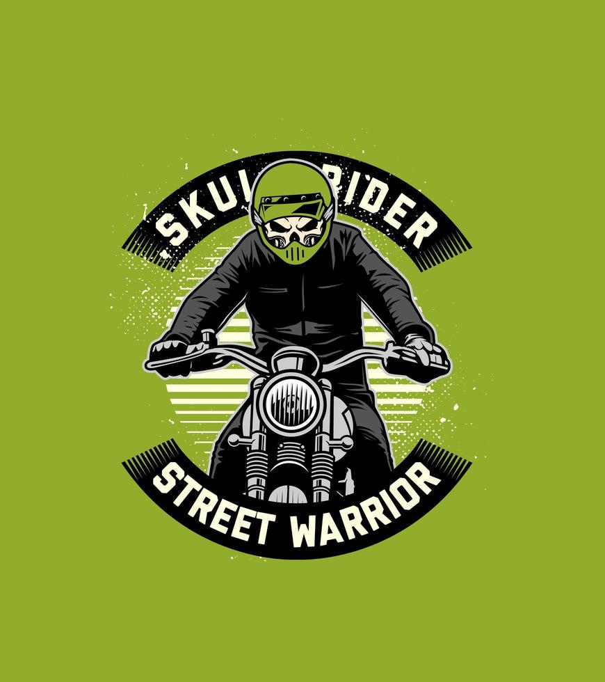 Front view of motorcycle rider with skull head vector