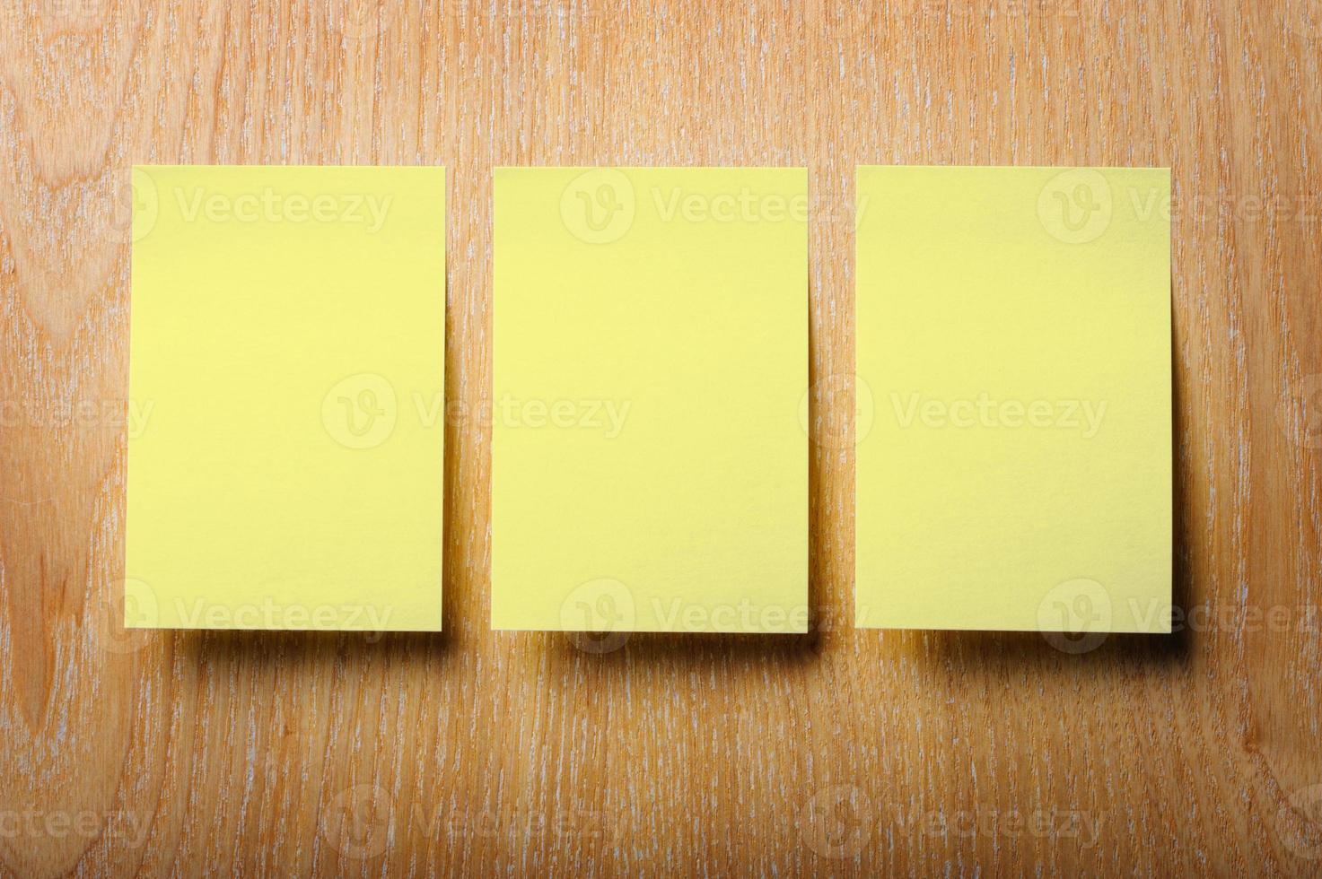 Office stickers on wooden background photo