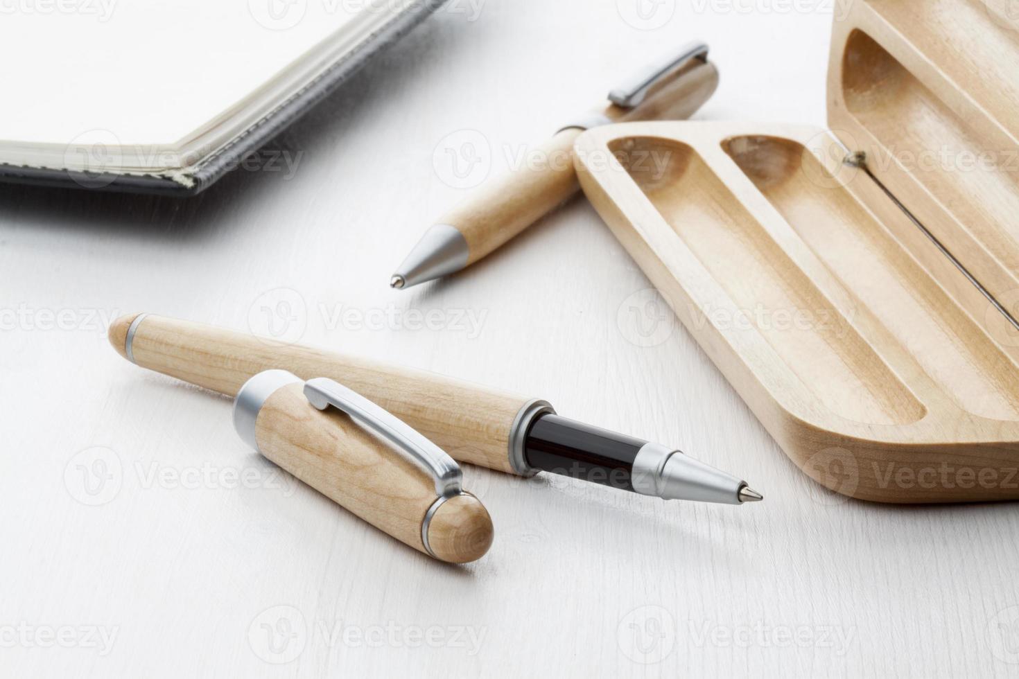 Wooden ball pen and roller pen photo