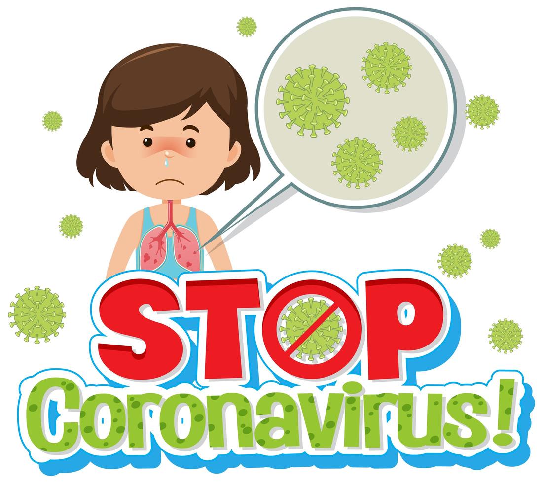 niña enferma con virus corona vector