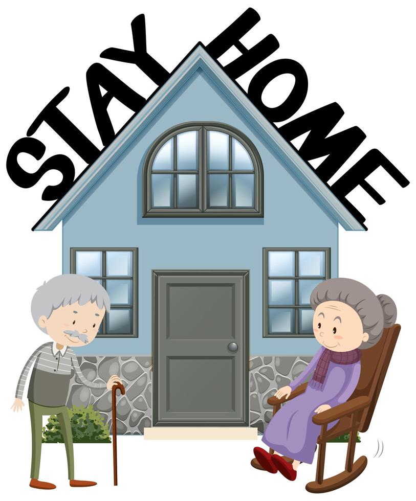 Old people staying home vector