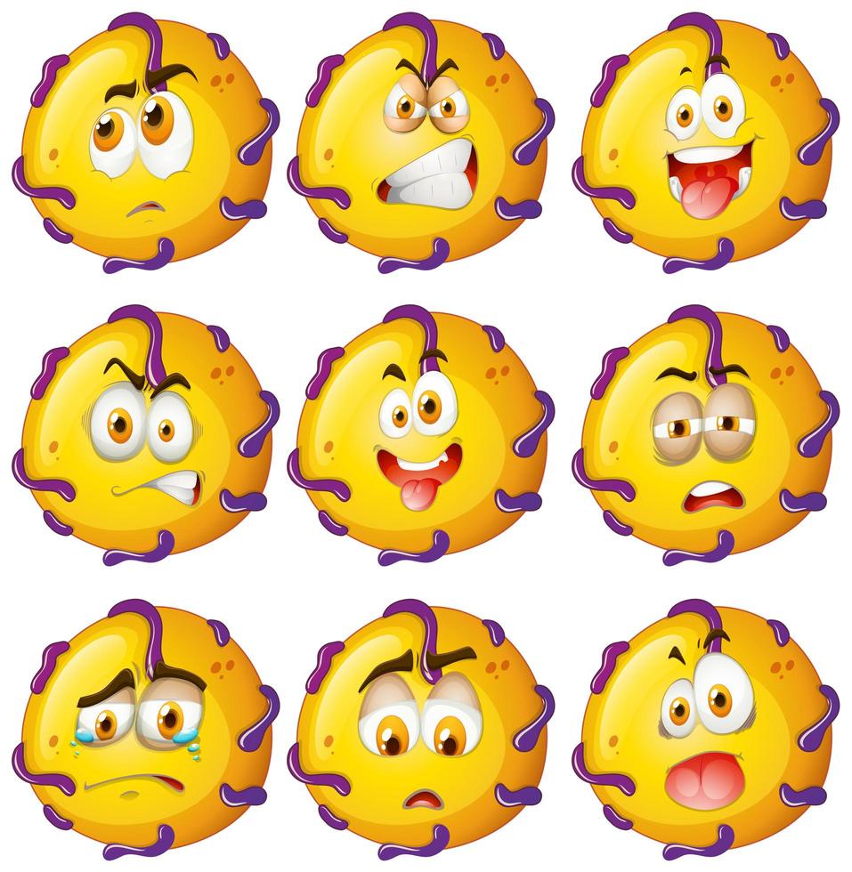 Yellow critter with facial expressions vector