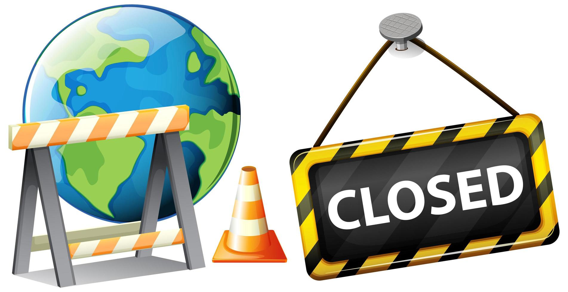 Closed sign on earth representing global pandemic vector