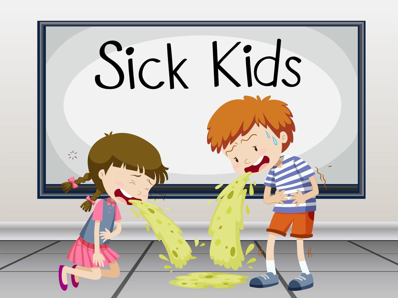 Boy and girl getting sick vector