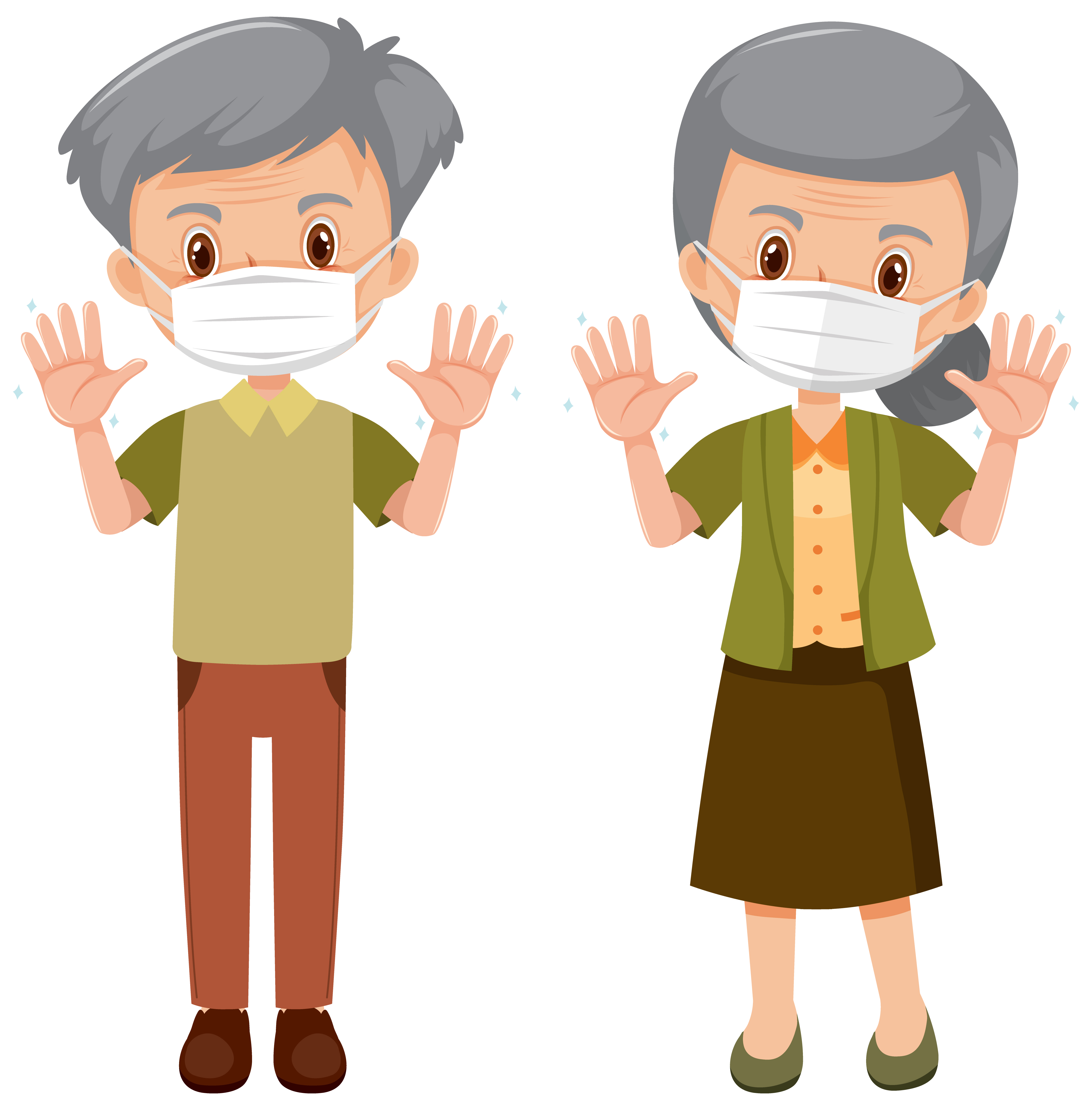 Elderly people wearing mask 1040121 Vector Art at Vecteezy