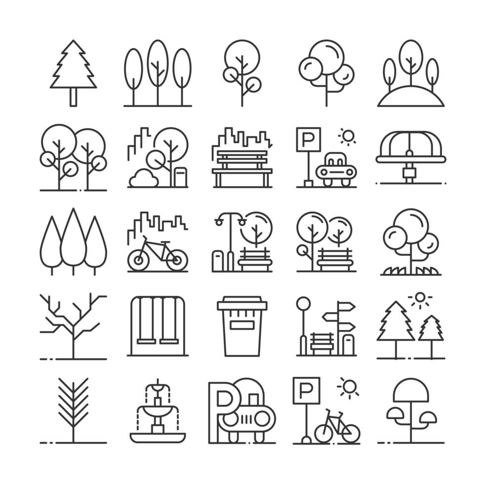 Park elements  icon set. vector