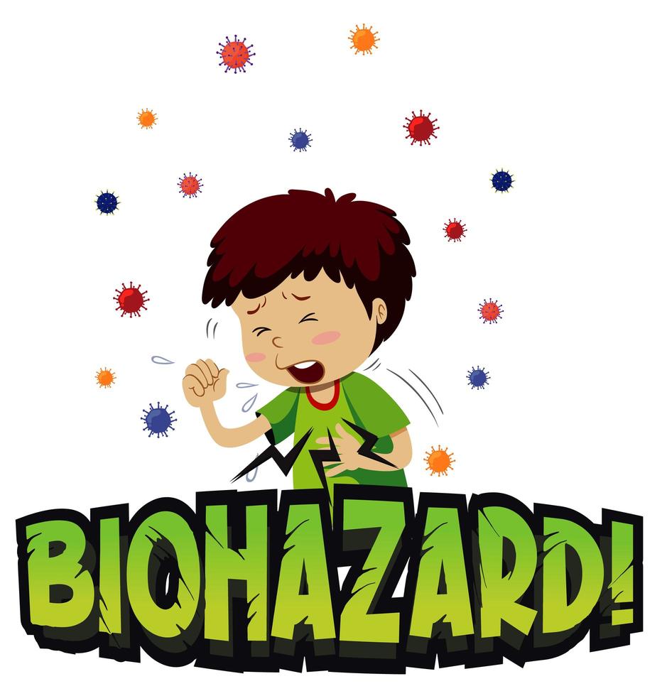 Biohazard Theme with boy coughing vector