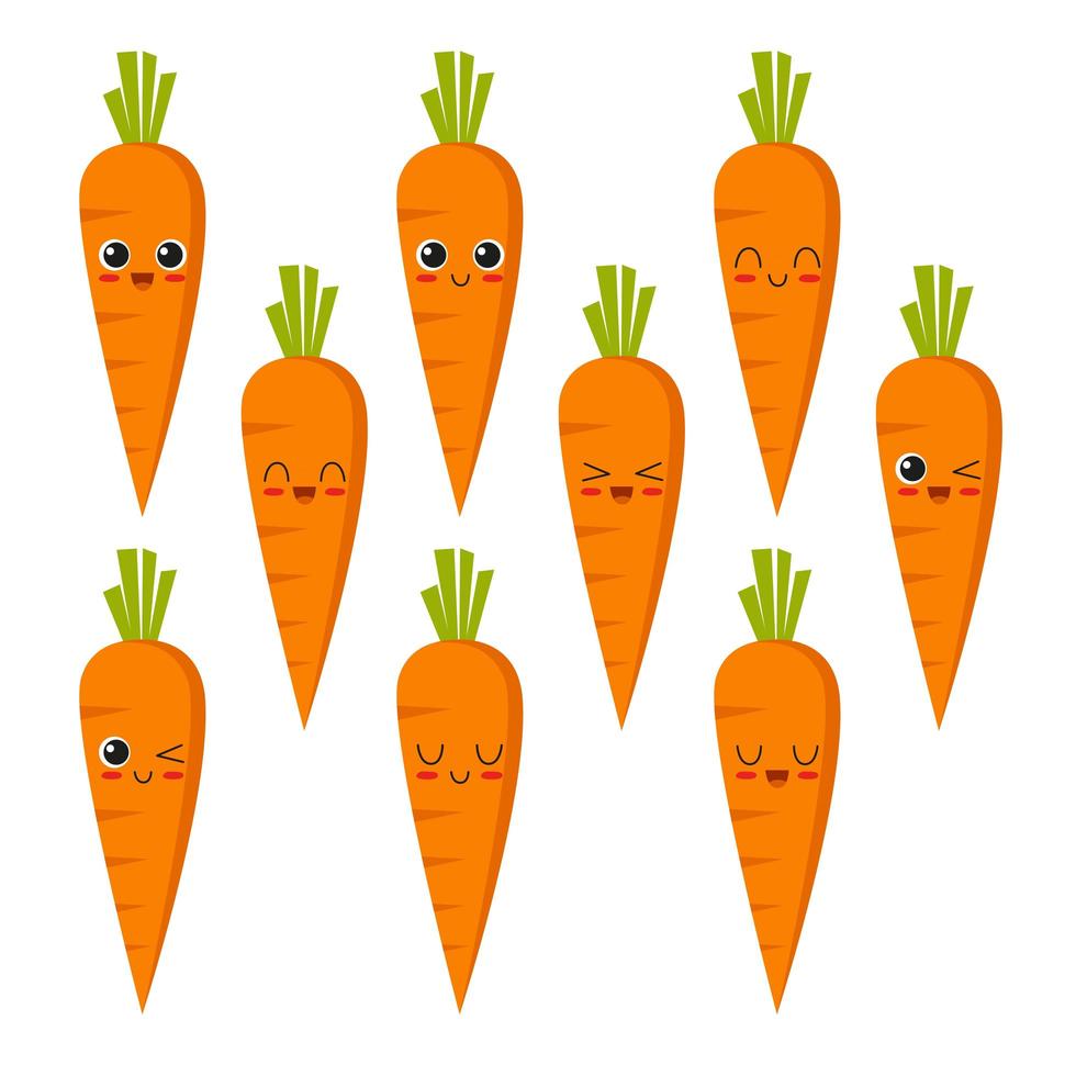 colección de personajes de zanahoria vector