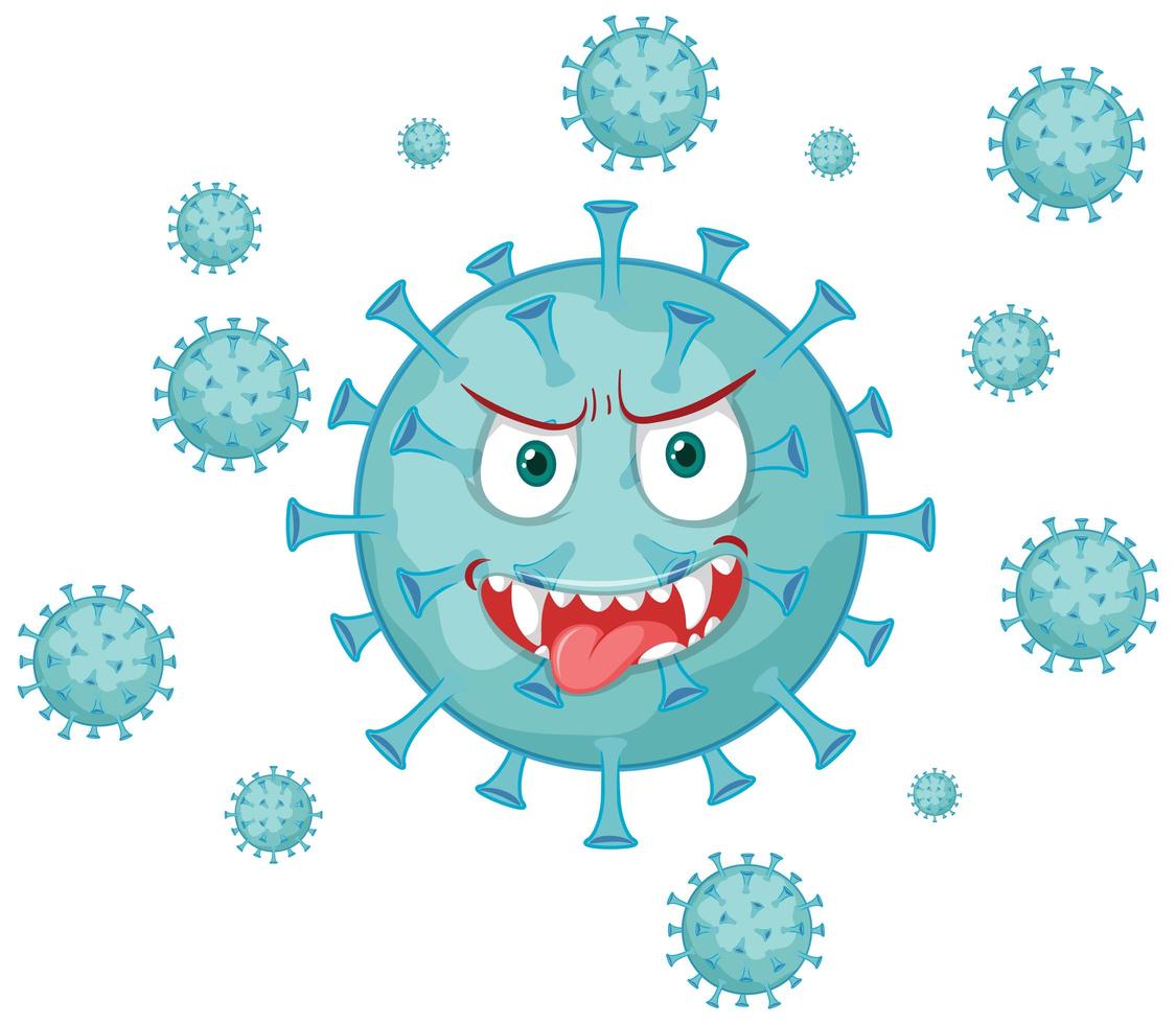 Coronavirus cell with scary face vector