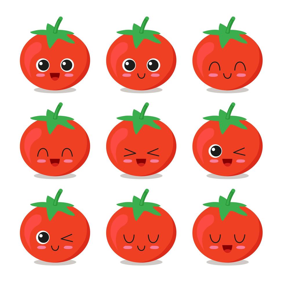 colección de personajes de tomate vector