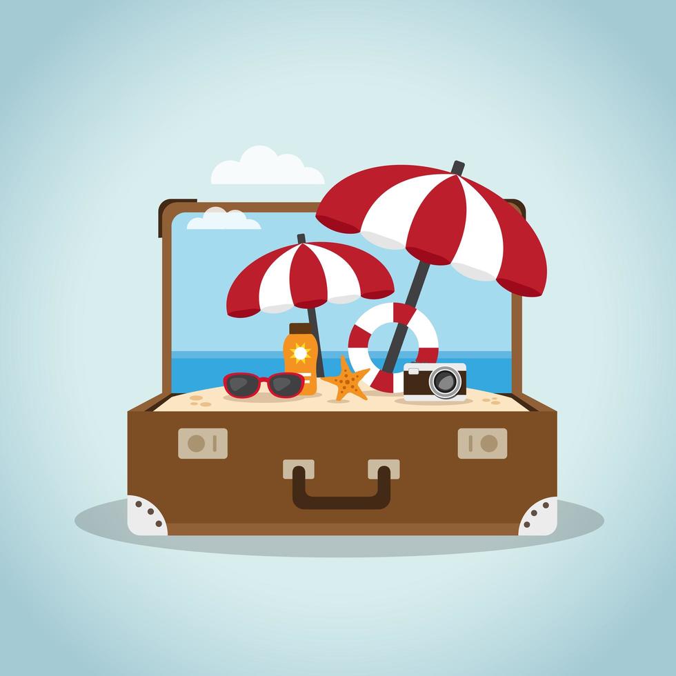 Beach In A Suitcase  vector