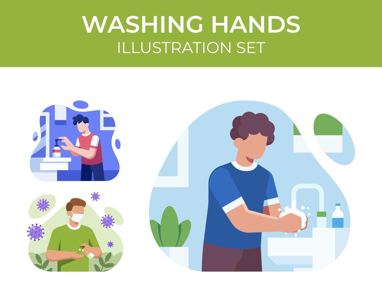 Washing Hands Scene Set vector